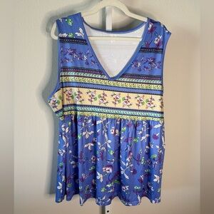 NWOT Periwinkle Floral V-Neck Sleeveless Top